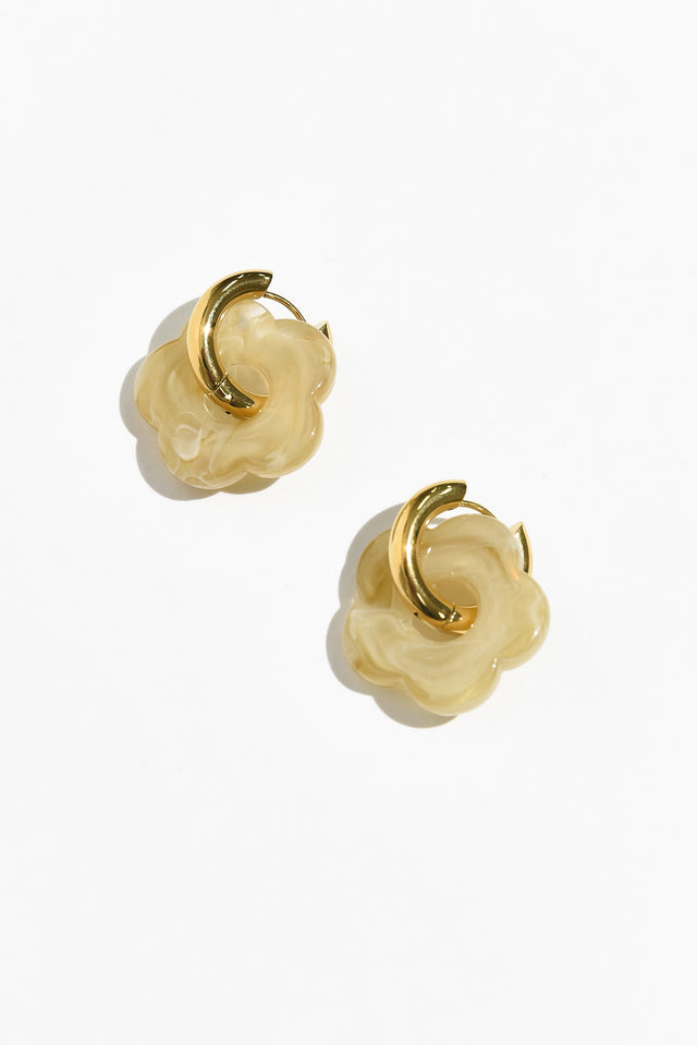 Rosalie Gold Flower Hoop Earrings image 1