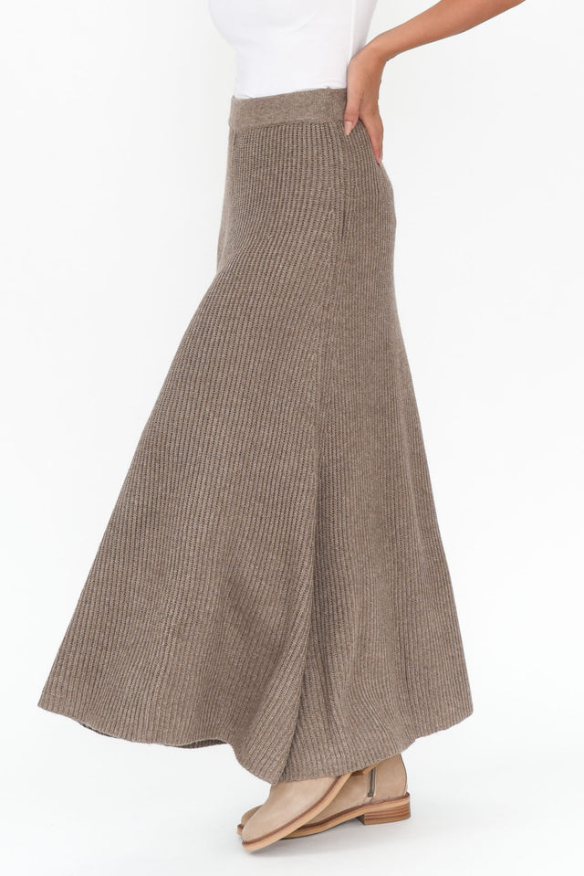 Roshni Taupe Knit Maxi Skirt image 3