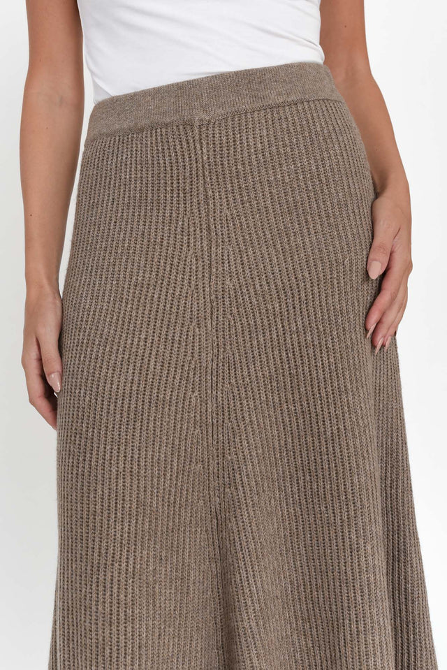 Roshni Taupe Knit Maxi Skirt