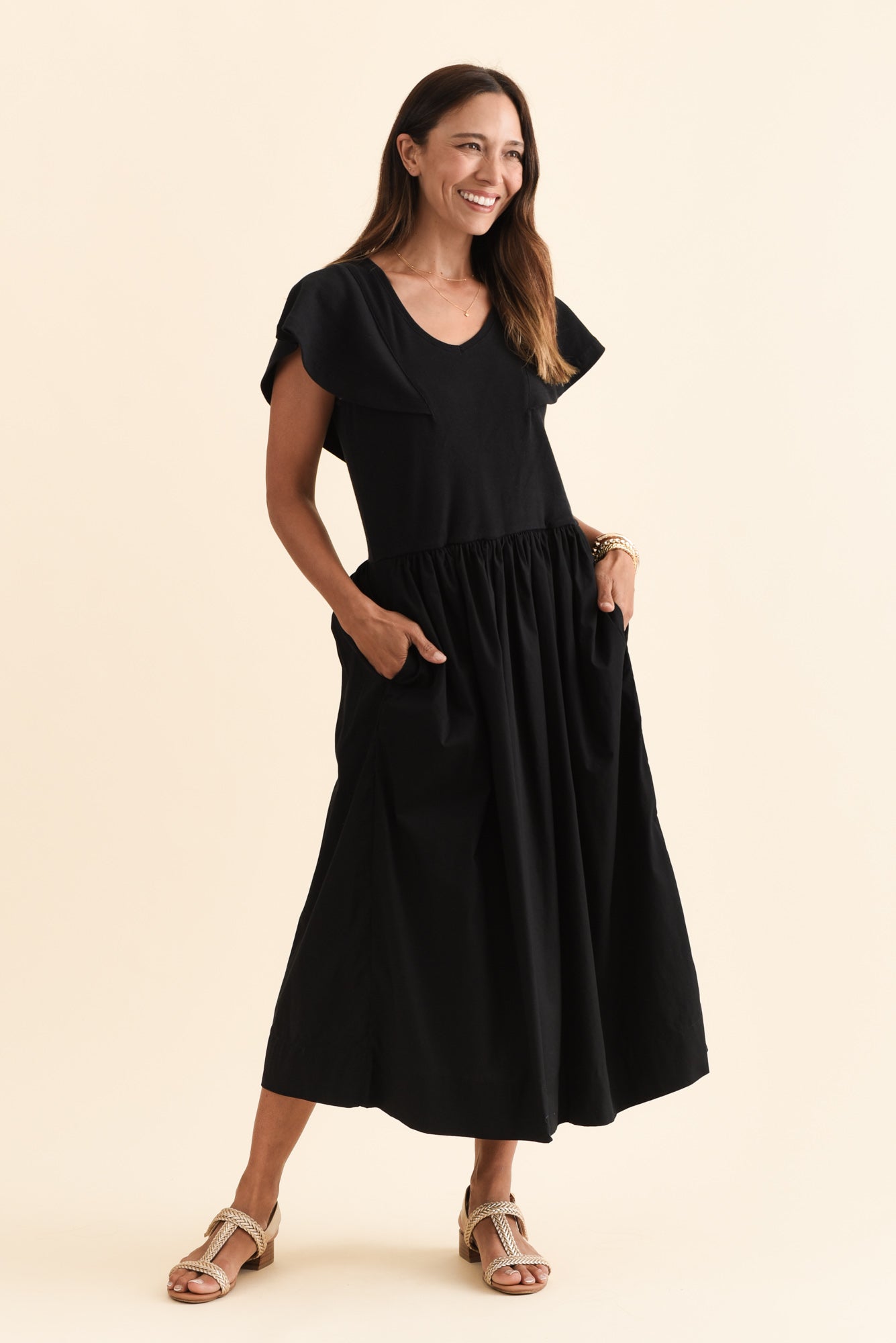 Rosie Black Cotton Maxi Dress