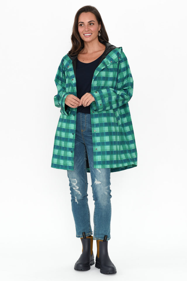 Rosie Green Tartan Hooded Raincoat