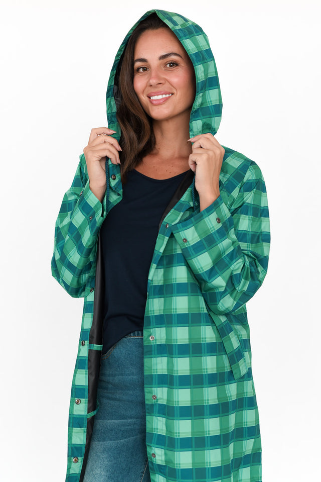 Rosie Green Tartan Hooded Raincoat