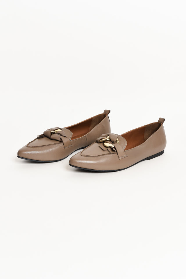 Roslyn Taupe Leather Twirl Loafer