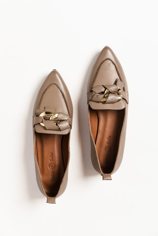 Roslyn Taupe Leather Twirl Loafer image 2
