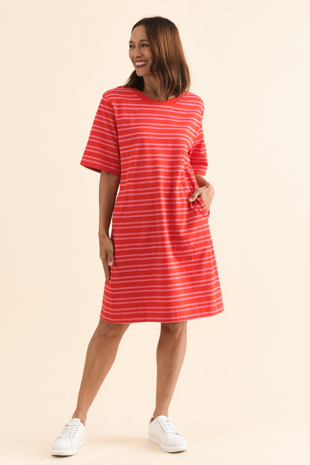 Rouge Red Stripe Cotton Tee Dress image 6