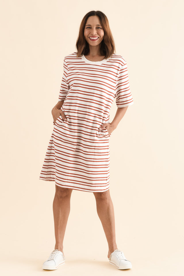 Rouge Tan Stripe Cotton Tee Dress image 2