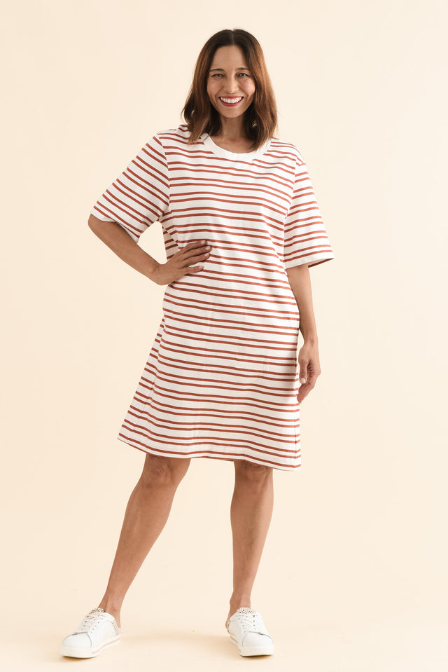 Rouge Tan Stripe Cotton Tee Dress image 6
