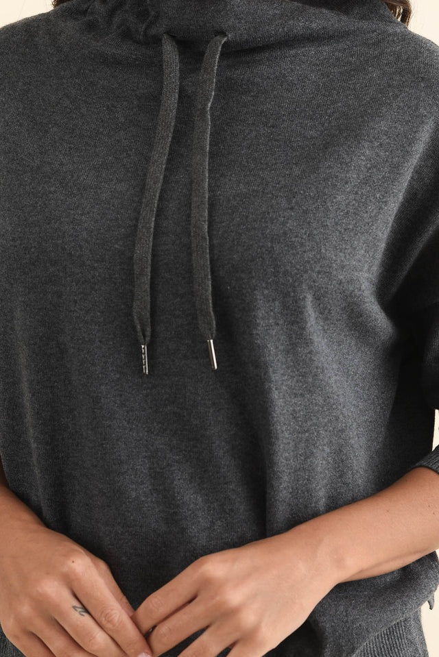 Rowan Charcoal Cotton Cashmere Knit Jumper,Brunette model,alt text|model:Brontie image 6