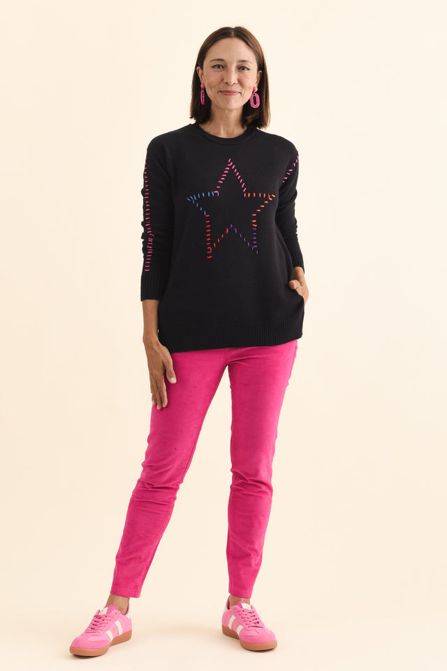 Rowley Black Star Knit Jumper,Brunette model,alt text|model:Cara image 7