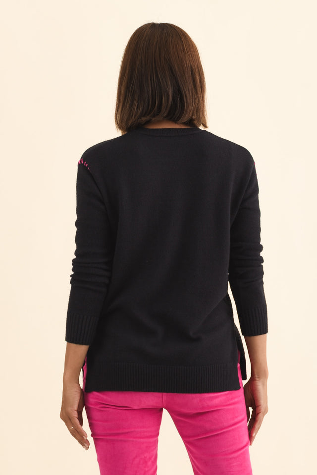 Rowley Black Star Knit Jumper,Brunette model,alt text|model:Cara image 5