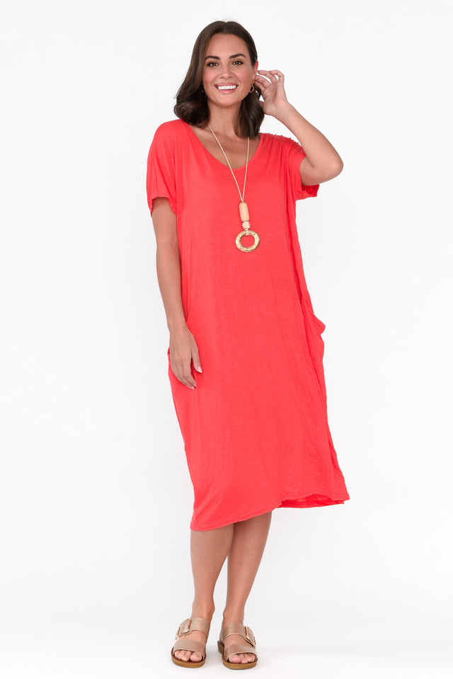 Travel Coral Crinkle Cotton Dress image 5