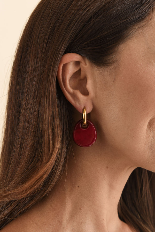 Rumi Red Hoop Earrings
