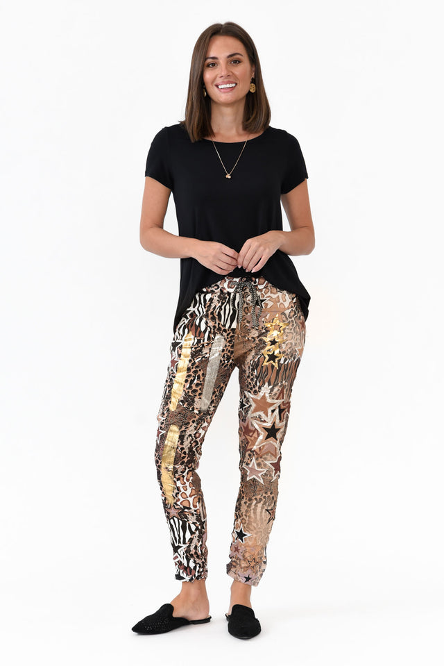 Russo Brown Animal Star Drawstring Pants image 2