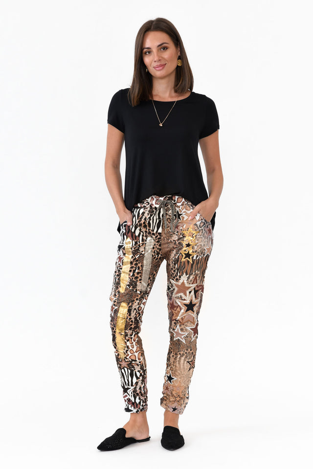 Russo Brown Animal Star Drawstring Pants