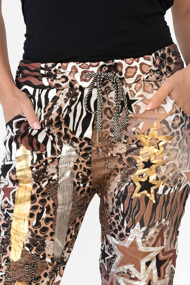 Russo Brown Animal Star Drawstring Pants