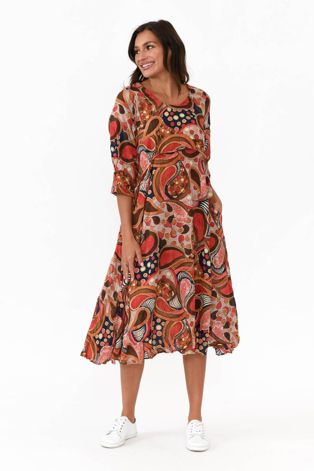 Rutherford Rust Abstract Midi Dress banner image