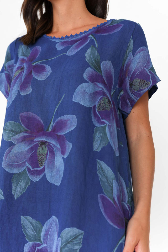 Ryker Cobalt Floral Linen Pocket Dress thumbnail 5