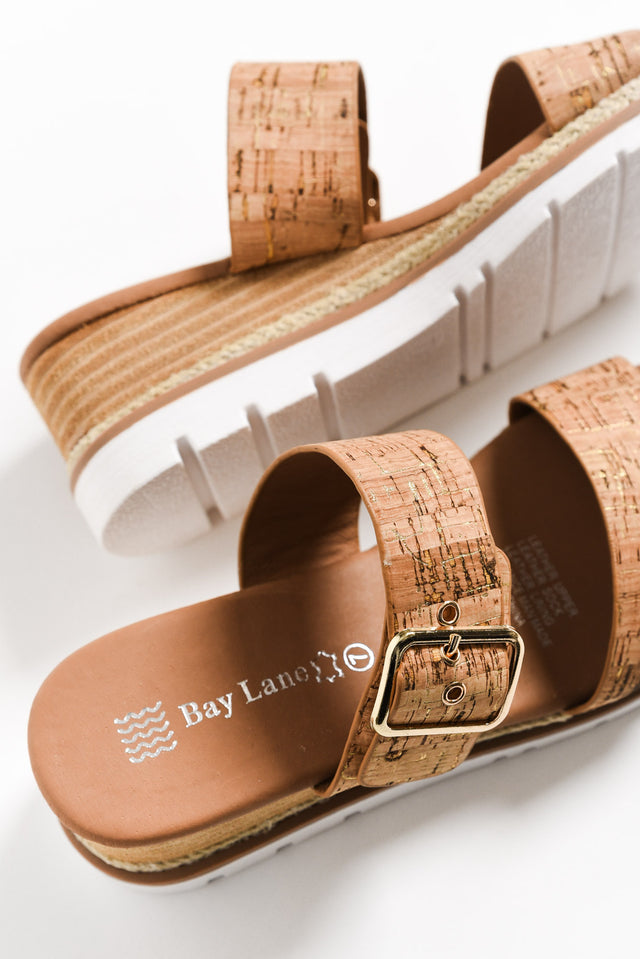 Ryver Brown Cork Buckle Wedge Sandal image 4