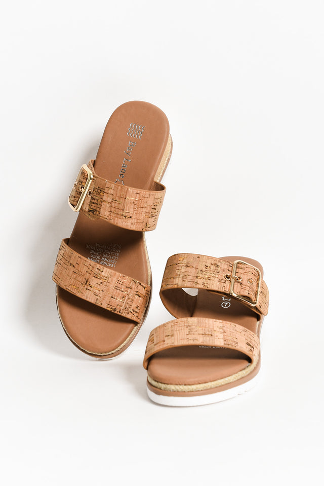 Ryver Brown Cork Buckle Wedge Sandal image 1