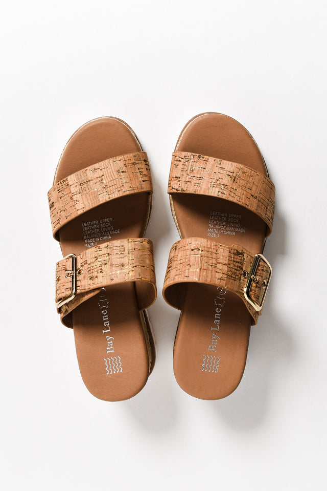 Ryver Brown Cork Buckle Wedge Sandal