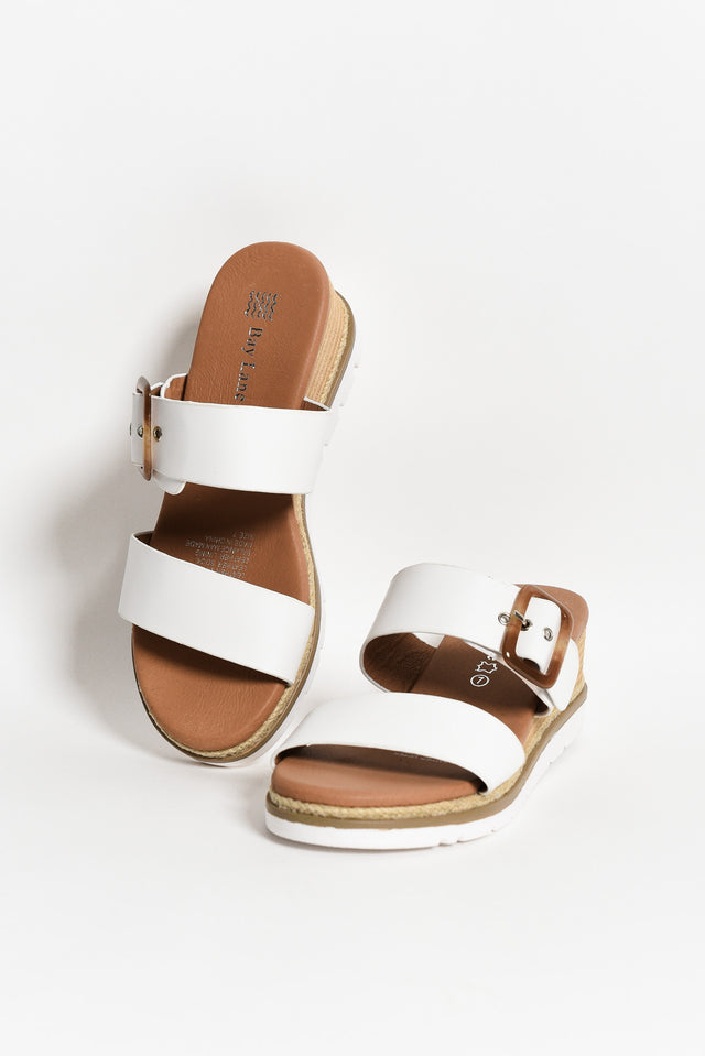 Ryver White Buckle Wedge Sandal image 1