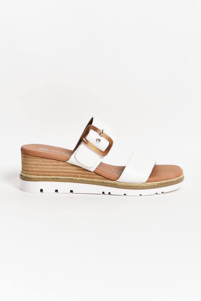 Ryver White Buckle Wedge Sandal image 2