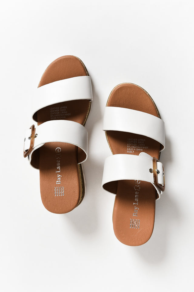 Ryver White Buckle Wedge Sandal image 6