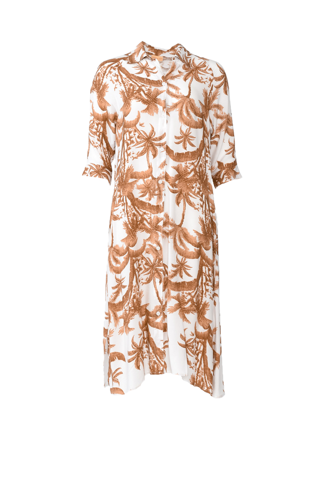 Seiko Tan Palm Shirt Dress