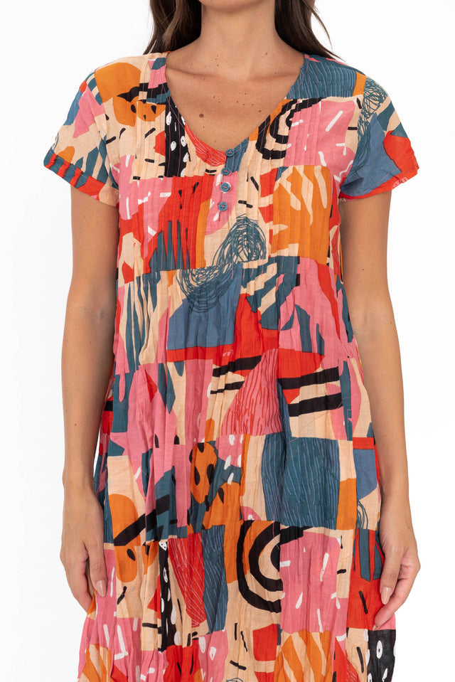 Sabina Peach Tropics Crinkle Cotton Dress image 6