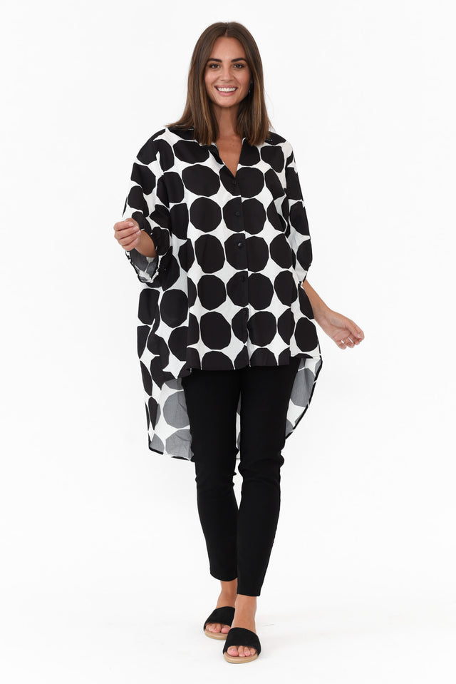 Sadie Black Abstract Spot Cotton Tunic Top banner image