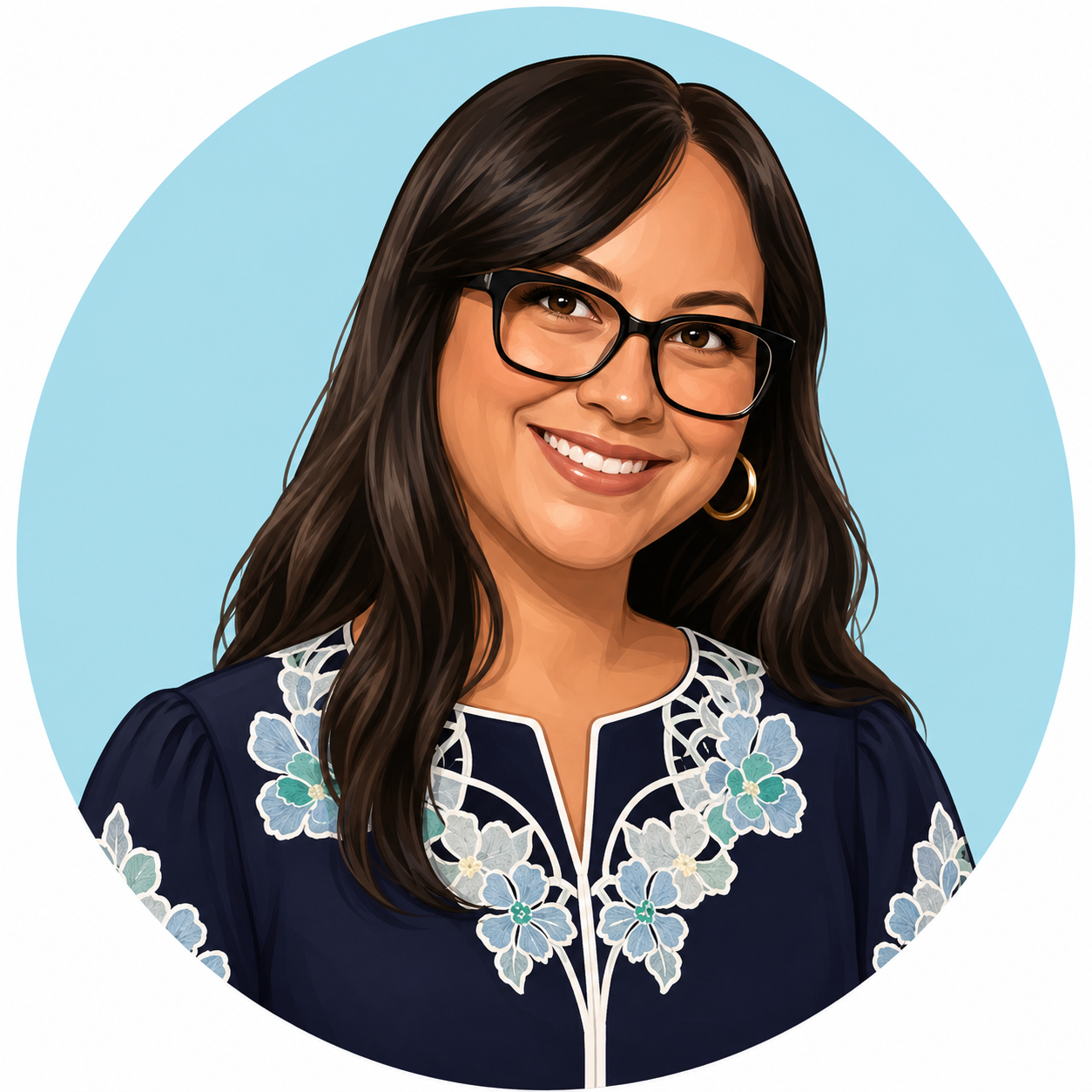 AI Cartoon Image of Blue Bungalow stylist Saffron King