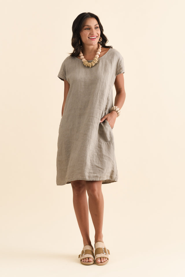 Sahara Taupe Linen Pocket Dress image 7