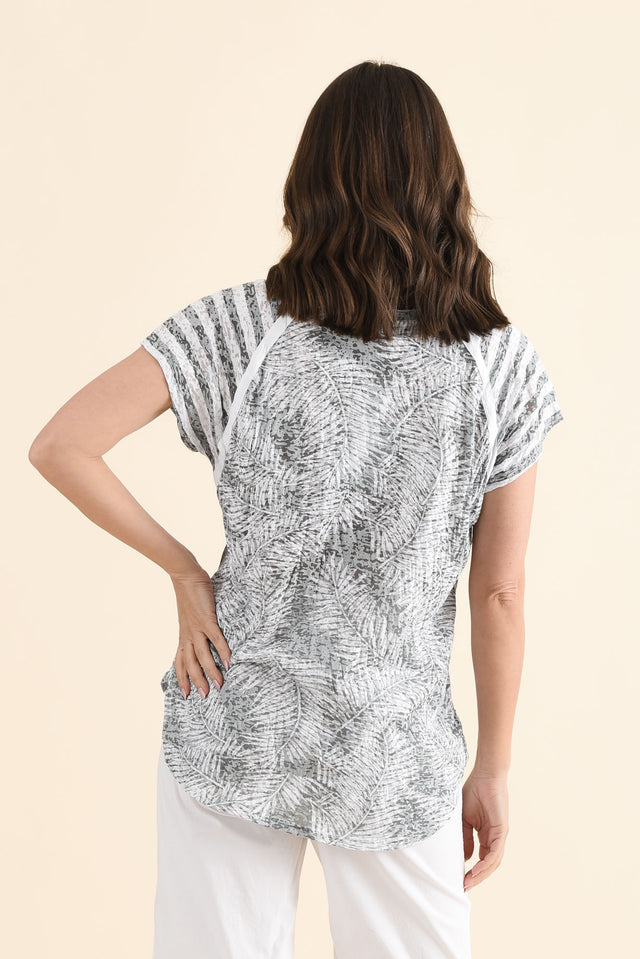 Sail Green Palm Cotton Blend Tee,Back,Brunette model,alt text|model:MJ image 4