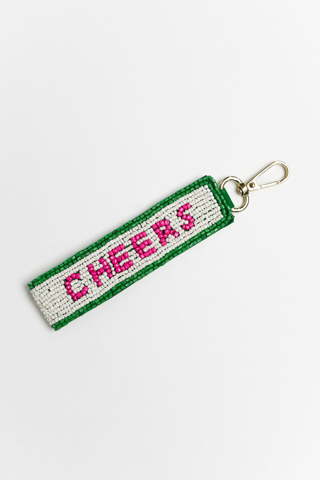 Salute Green Beaded Keychain