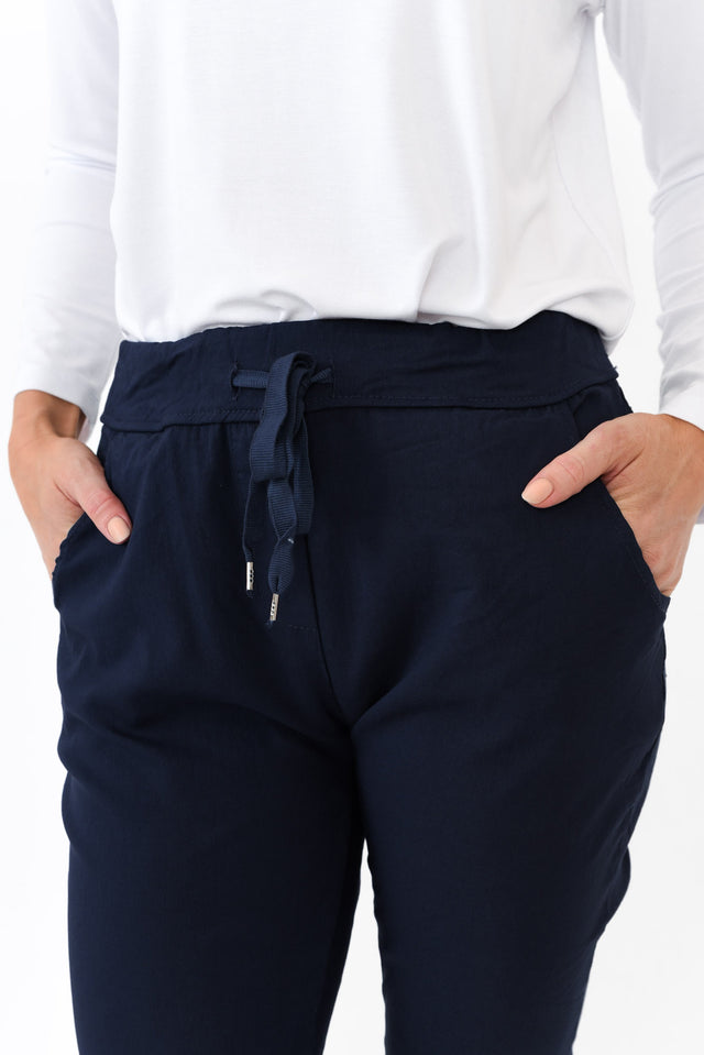 Samford Navy Crinkle Drawstring Pants