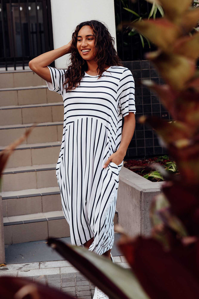 Samiya White Stripe Bamboo Dress image 2
