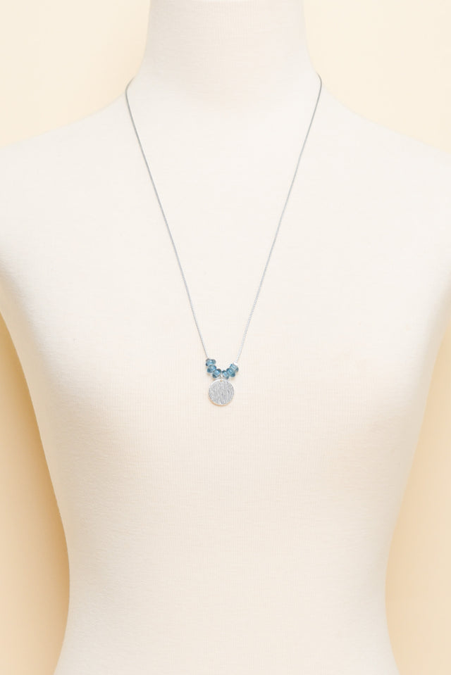 Sara Blue Beaded Disc Necklace