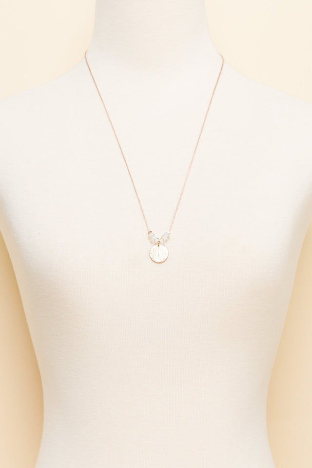 Sara Clear Beaded Disc Necklace