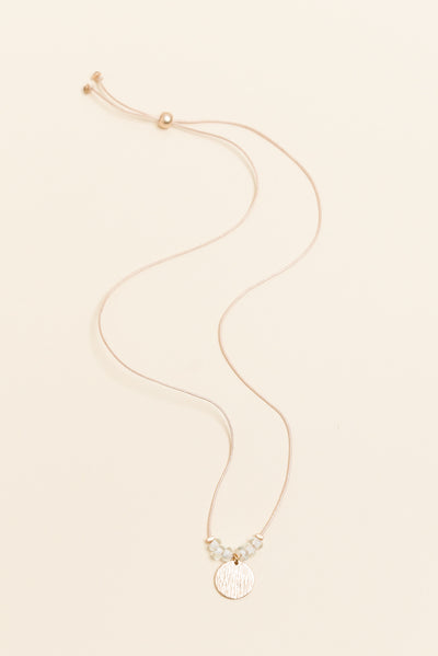 Sara Clear Beaded Disc Necklace