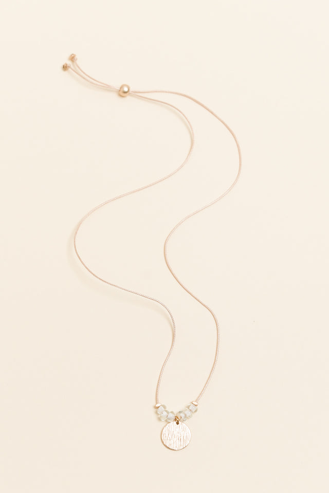 Sara Clear Beaded Disc Necklace