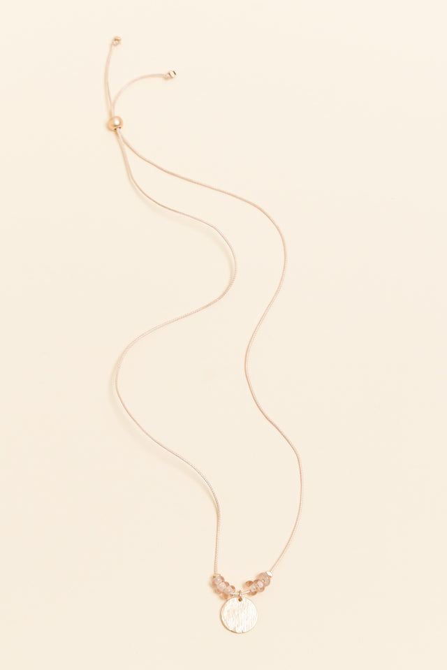 Sara Pink Beaded Disc Necklace