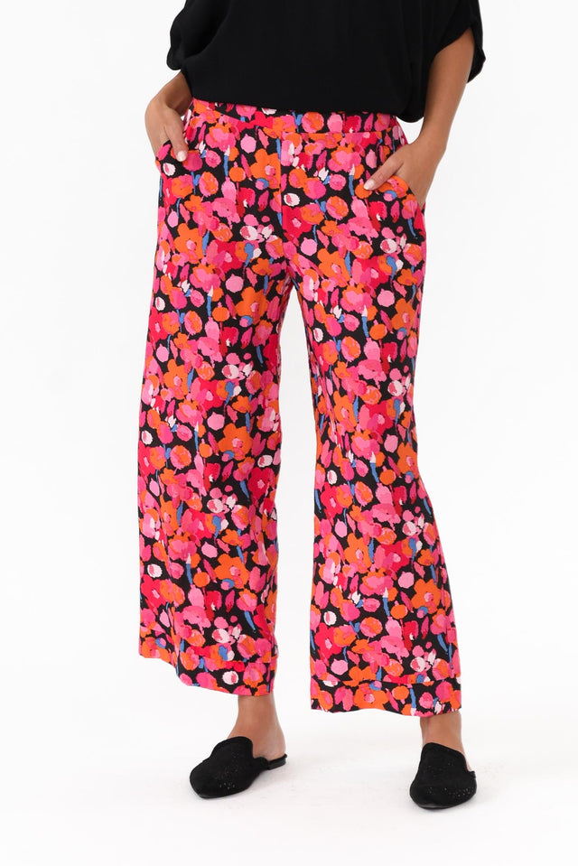 Sarah Pink Floral Cropped Pants image 1
