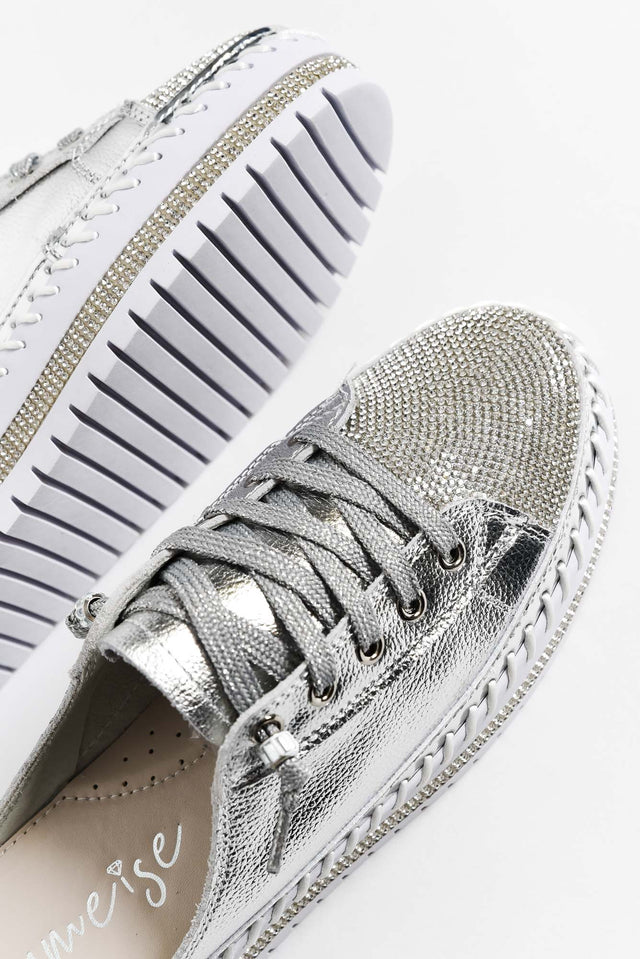 Sarah Silver Leather Mule Sneaker