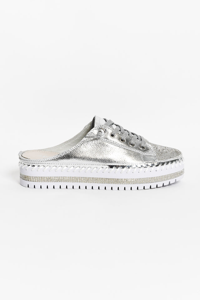 Sarah Silver Leather Mule Sneaker