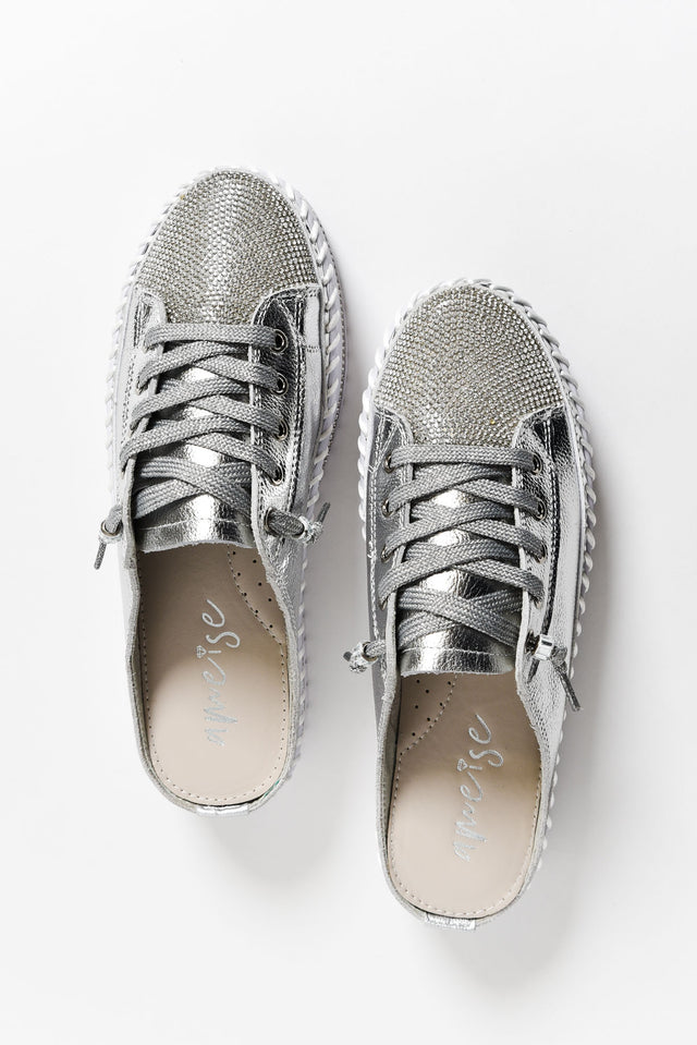 Sarah Silver Leather Mule Sneaker