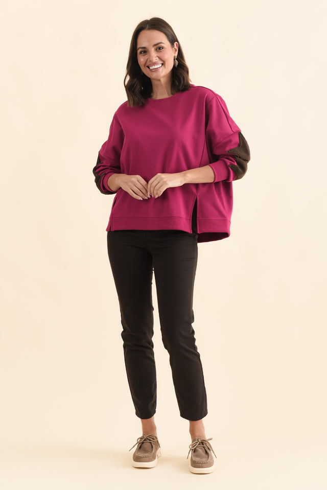 Saskia Hot Pink Cotton Blend Sweatshirt,Brunette model,alt text|model:MJ image 6