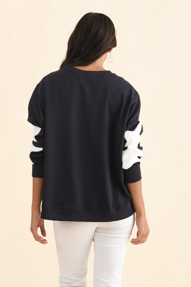 Saskia Navy Cotton Blend Sweatshirt,Brunette model,alt text|model:Brontie image 4