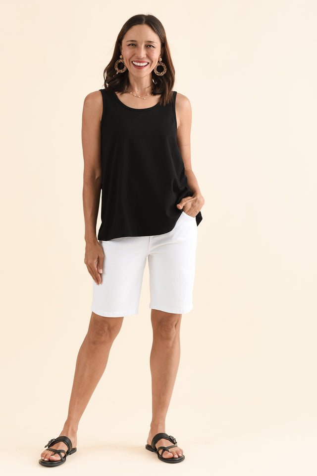 Satine Black Cotton Pleated Tank banner image
