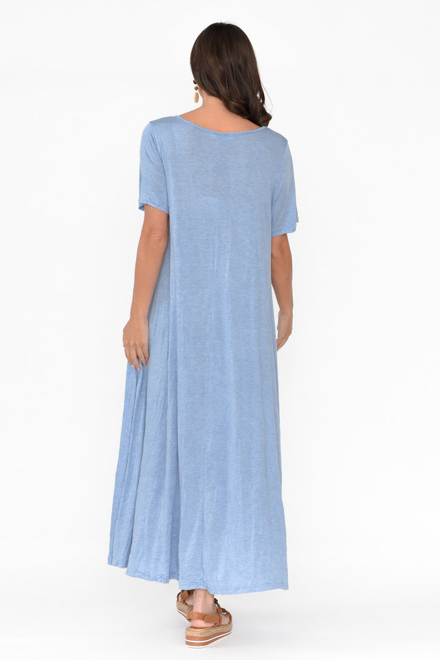Savannah Light Blue Crinkle Cotton Maxi Dress thumbnail 4