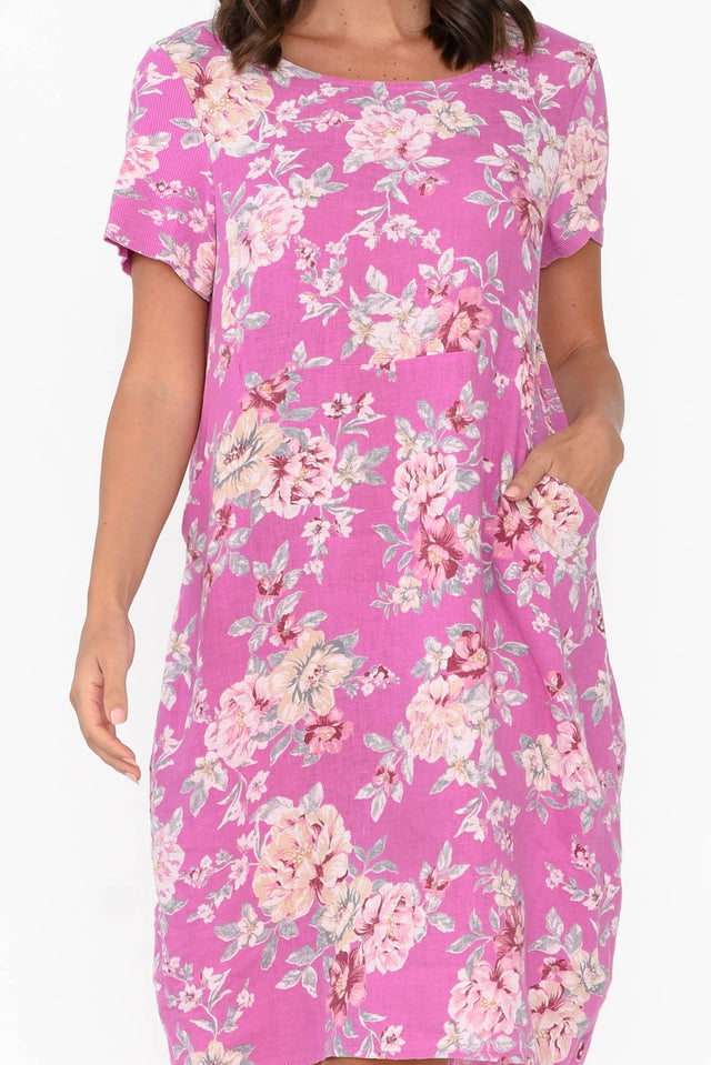 Sawyer Pink Blossom Linen Pocket Dress